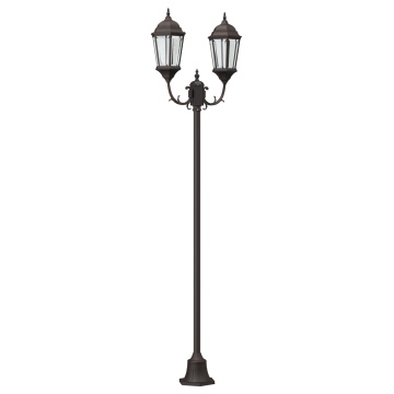 Stâlp de iluminat pentru grădină cu 2 lampi E27 bronz 220 cm aluminiu - Img 2