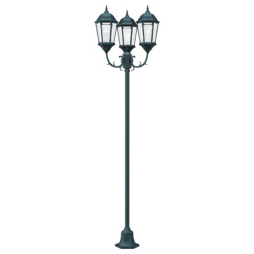 Stâlp de lumină pentru grădină cu 3 lămpi E27 Verde 220 cm Aluminiu - Img 3
