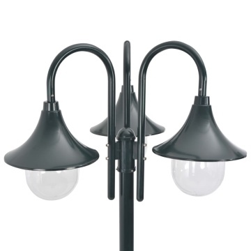 Stâlp iluminat grădină E27 220cm aluminiu 3 lămpi verde închis - Img 3