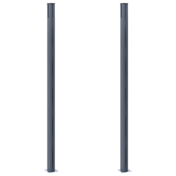 Stâlpi de gard, 2 buc., gri închis, 185 cm, aluminiu - Img 3