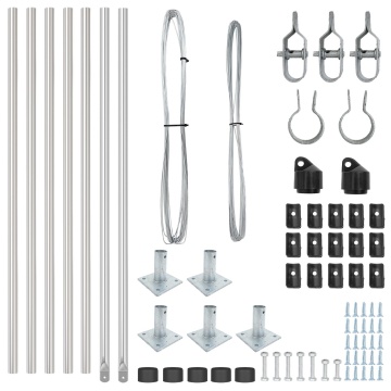 Stâlpi de gard cu plăci de bază 7 pcs Ø32mm 90cm Oțel galvanizat - Img 4