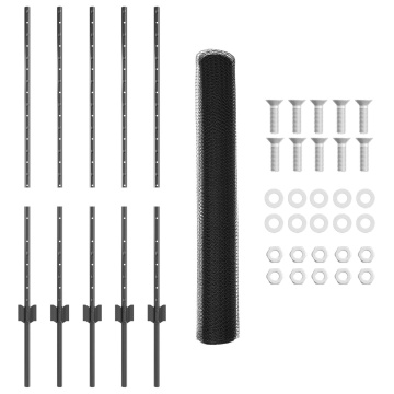 Stâlpi gard 10 pcs U-Channel Gri 100 cm Oțel, Gard Hexagon Gri 1x10 m Oțel - Img 4