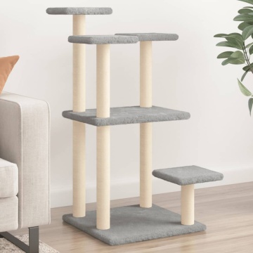 Stâlpi zgâriat pentru pisici cu platforme, gri deschis, 98,5 cm - Img 1
