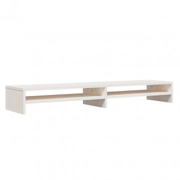 Stand pentru monitor, alb, 100x24x13 cm, lemn masiv de pin - Img 2