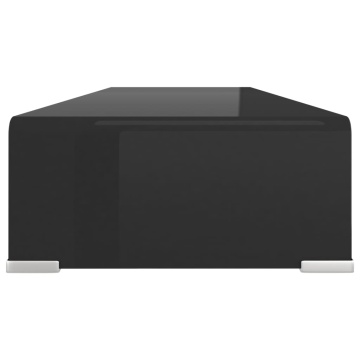 Stand TV/Suport monitor sticlă, 90x30x13 cm, negru - Img 4