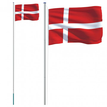 Steag Danemarca și stâlp din aluminiu, 6,23 m - Img 2