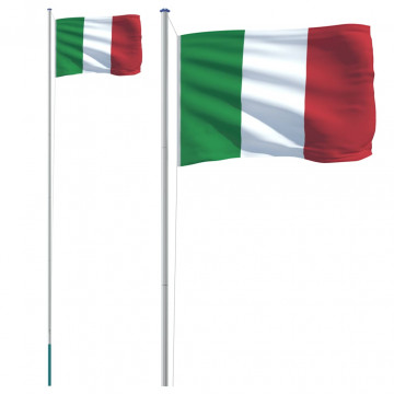 Steag Italia și stâlp din aluminiu, 6,23 m - Img 2