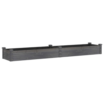 Strat grădină înălțat cu căptușeală gri 240x45x25 cm, lemn brad - Img 2