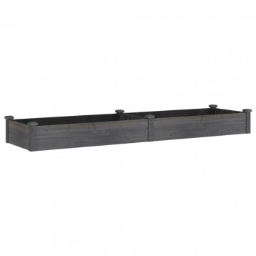 Strat grădină înălțat cu căptușeală gri 240x60x25 cm, lemn brad - Img 2