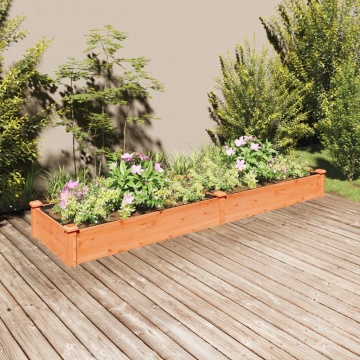 Strat grădină înălțat cu căptușeală maro 240x60x25 cm lemn brad - Img 1