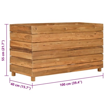 Strat înălțat, 100x40x55 cm, lemn de tec reciclat și oțel - Img 11
