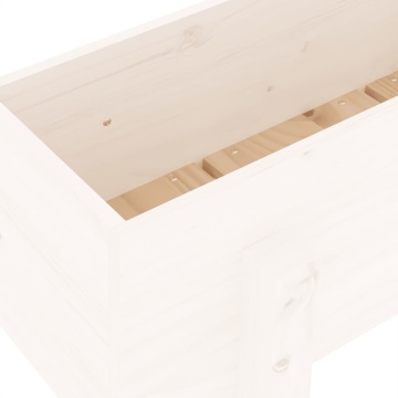 Strat înălțat de grădină, alb, 101x30x38 cm, lemn masiv de pin - Img 6