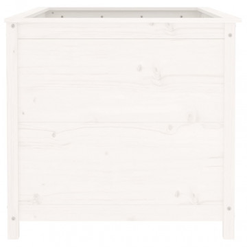 Strat înălțat de grădină, alb, 119,5x82,5x78 cm, lemn masiv pin - Img 4