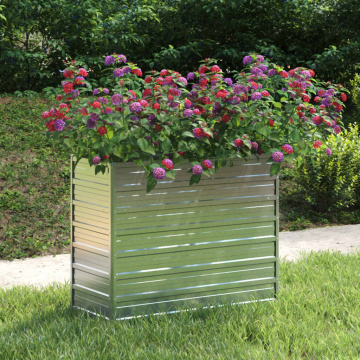 Strat înălțat de grădină argintiu 100x40x77 cm oțel galvanizat - Img 1