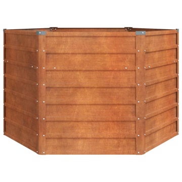 Strat înălțat de grădină, ruginiu, 129x129x77 cm, oțel corten - Img 4