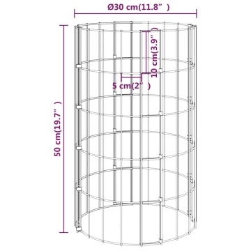 Strat înălțat gabion 3 buc. Ø30x50 cm oțel galvanizat circular - Img 6