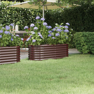 Strat înălțat grădină 114x40x36 cm oțel vopsit electrostatic - Img 1
