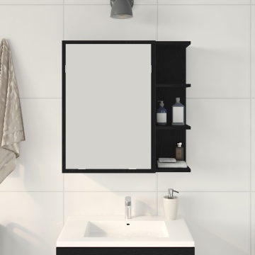 <strong>Cabinet cu oglindă pentru baie Negru Stejar 62,5x20,5x64cm Lemn prelucrat</strong> - Img 4
