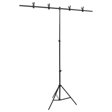 Suport de fundal în formă de T, negru, 151x60x(70-200) cm - Img 1