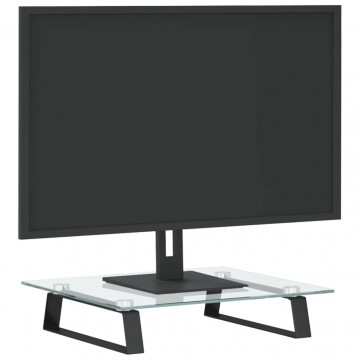 Suport de monitor, negru, 40x35x8 cm, sticlă securizată/ metal - Img 3