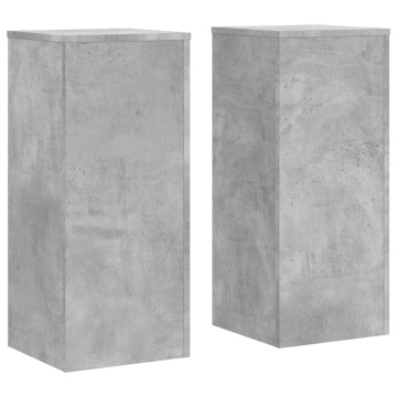 Suport de plante, 2 buc., gri beton, 30x30x70 cm lemn prelucrat - Img 2