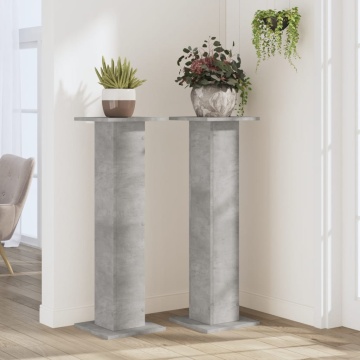 Suport de plante, 2 buc., gri beton, 30x30x95 cm lemn prelucrat - Img 3