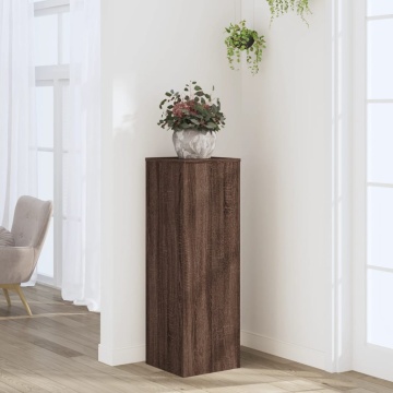 Suport de plante, stejar maro, 33x33x100 cm, lemn prelucrat - Img 1