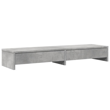 Suport monitor cu sertare gri beton 100x27x15 cm lemn prelucrat - Img 2
