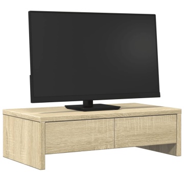 Suport monitor cu sertare, stejar sonoma, 50x27x15 cm, lemn - Img 3