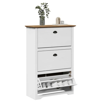 Suport pantofi „BODO” alb și maro 80x35x118 cm - Img 1