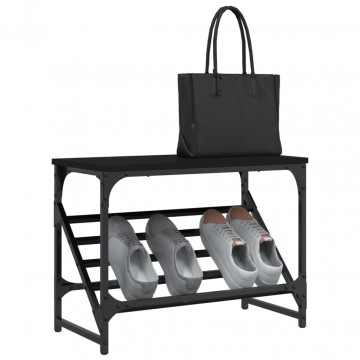 Suport pantofi, negru, 60x30x45 cm, lemn prelucrat - Img 3