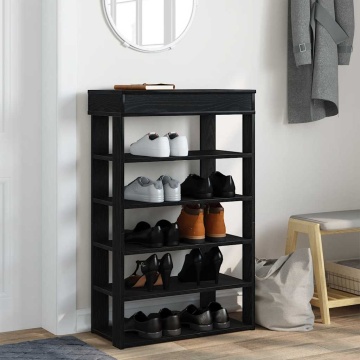 Suport pantofi, negru, 60x30x98 cm, lemn prelucrat - Img 3