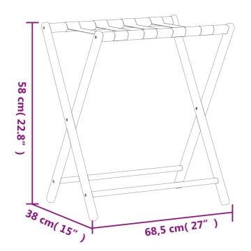 Suport pentru bagaje, negru, 68,5x38x58 cm, bambus - Img 6