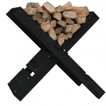 Suport pentru bușteni negru 47x39,5x48 cm lemn masiv de pin - Img 4