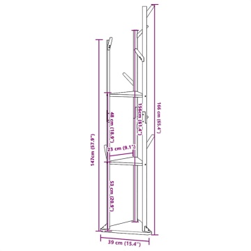 Suport pentru haine cu cârlige și rafturi 39x33x166 cm bambus - Img 7