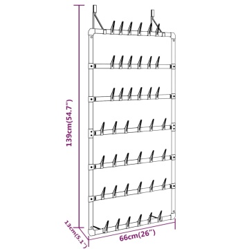 Suport pentru pantofi suspendat, argintiu, 66x13x139 cm - Img 5