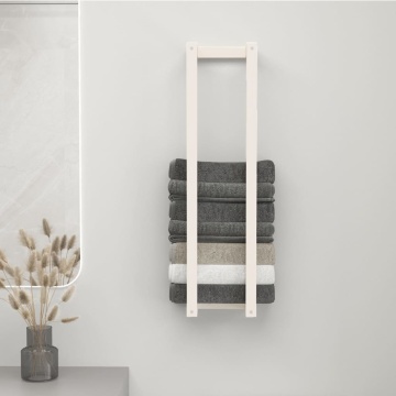 Suport pentru prosoape, alb, 23x18x90 cm, lemn masiv de pin - Img 3