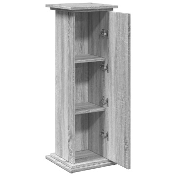Suport prezentare cu depozitare sonoma gri 31x30x90 cm lemn - Img 5