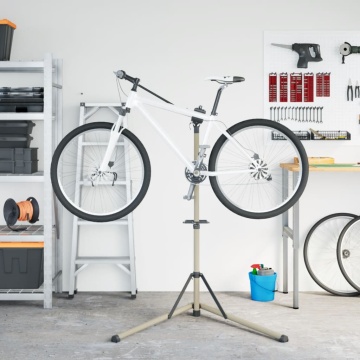 Suport reparare biciclete pliabil reglabil 102-160 cm aluminiu - Img 3