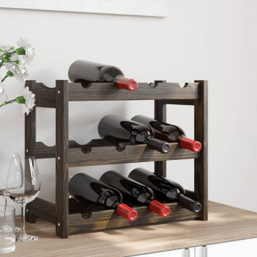 Suport sticle de vin, 12 sticle, negru, lemn masiv de pin - Img 1