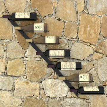 Suport sticle de vin de perete pentru 7 sticle, negru, metal - Img 6