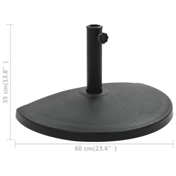 Suport umbrelă de soare, negru, 15 kg, polirășină, semi-rotund - Img 5