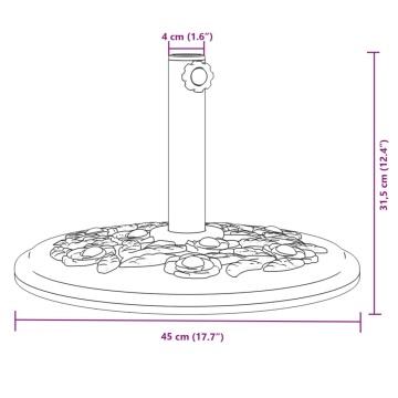 Suport umbrelă pentru stâlpi Ø38 / 48 mm, 12 kg, rotund - Img 7