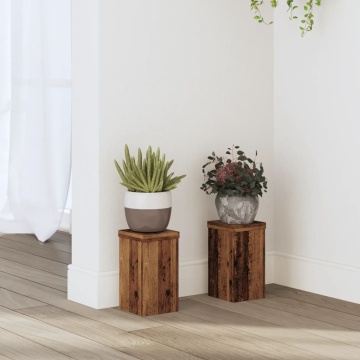 Suporturi de plante 2 buc lemn vechi 10x10x18 cm lemn prelucrat - Img 1