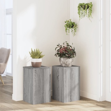 Suporturi plante 2 buc gri sonoma 30x30x50 cm lemn prelucrat - Img 1