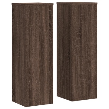 Suporturi plante 2 buc. stejar maro 25x25x80cm lemn prelucrat - Img 2