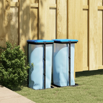 Suporturi saci de gunoi, 2 buc., negru și albastru, 60 L, PP - Img 1
