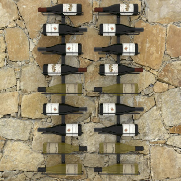 Suporturi sticle de vin de perete 18 sticle 2 buc. negru fier - Img 6