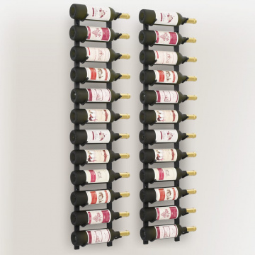 Suporturi vin montate pe perete, 12 sticle, 2 buc, negru, fier - Img 4