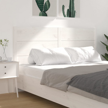 Tăblie de pat, alb, 206x4x100 cm, lemn masiv de pin - Img 4